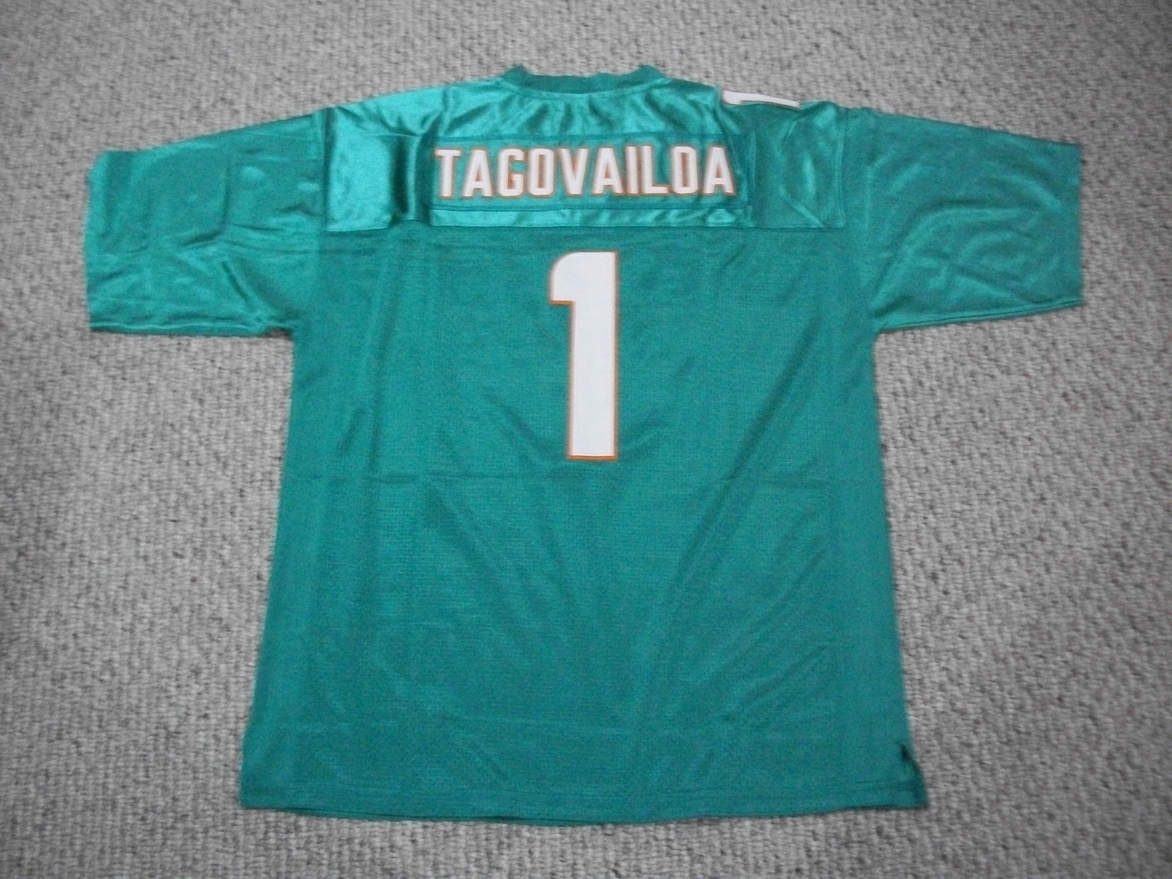 Unsigned Tua Tagovailoa Jersey #1 Miami Custom Stitched Teal