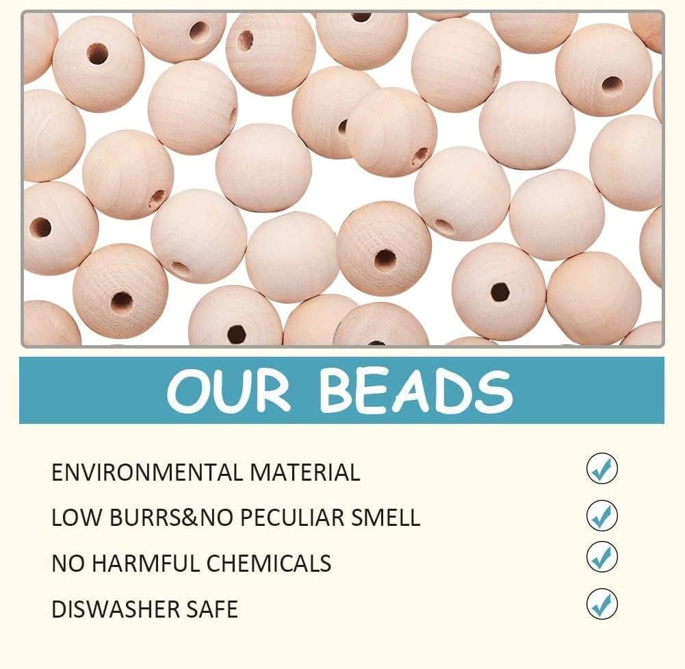200pcs Wooden Beads 18mm Natural Wood Beads Unfinished Wood Spacer Beads Wooden Loose Beads DIY