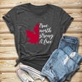 thumbnail image 3 of Gibobby Blusas Para Mujeres Mujeres Casual Impresión Manga Corta Cuello Redondo Camiseta Suelta Blusa Tops（Gris， S), 3 of 4