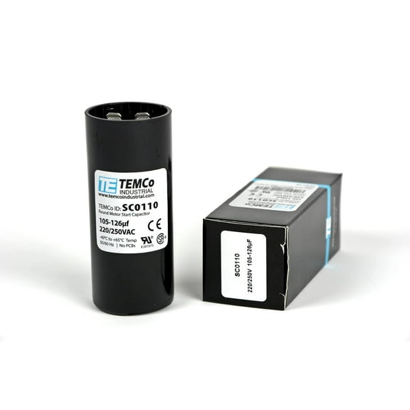 TEMCo 105-126 uF MFD CD60 Start Capacitor 220-250V AC Round | 50/60 Hz