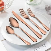 Vesteel 40 Piece Copper Silverware Flatware Set for 8, Stainless Steel Eating Utensils Cutlery Tableware Includes Knives/Spoons/Forks
