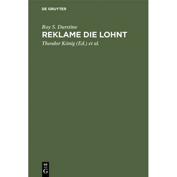 Reklame Die Lohnt, (Hardcover)