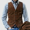 thumbnail image 2 of qolati Mens Corduroy Suit Vest Slim Fit V Neck Button Down Blazers Vest Vintage Waistcoat Western Cowboy Sleeveless Jackets Party Wedding, 2 of 6