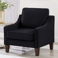 thumbnail image 1 of Sofa moderno de butaca, silla de una sola asiento para sala de estar con patas de madera, silla acolchada con veludo decorativo para sala de estar y dormitorio, negro, 1 of 5