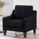 thumbnail image 1 of Sofa moderno de butaca, silla de una sola asiento para sala de estar con patas de madera, silla acolchada con veludo decorativo para sala de estar y dormitorio, negro, 1 of 5