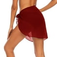 thumbnail image 4 of Defitshape Women's Beach Wrap Skirt Spring Summer Travel Vacation Sarong Swimsuit Coverup Swing Soft Loose Casual Cover Up Chiffon Beachwear Burgundy Large, 4 of 4