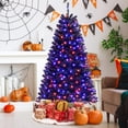 thumbnail image 4 of Patiojoy 6 FT Artificial Halloween Tree Pre-lit Hinged Black Xmas Tree w/ Spooky Sounds LED Lights, 4 of 10