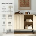 thumbnail image 6 of EYYTHUNG Fluted Storage Cabinet with 3 Doors, Modern Farmhouse Light Oak Wooden Credenza with Adjustable Shelves, 1 Pack, 6 of 8