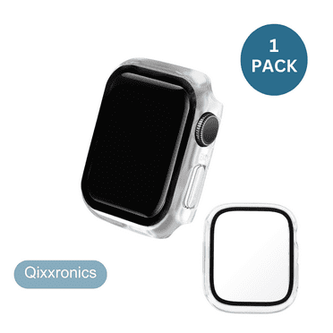 Qixxronics Clear Case for Apple Watch Series 5- 40 MM, Full Cover, with Built-in Tempered Glass Screen Protector