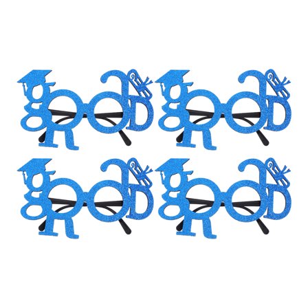 Worgeous 4pcs Novelty Grad Glasses For Graduation Party Lightweight Plastic Glitter Eyewear For Graduation Photo Booth Props No Lens Fake Glasses