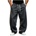 thumbnail image 3 of Sweatpants Men with Pockets Outdoor Running Jogger Pants Men's Casual Holiday Drawstring Solid Color Elastic Waist Pants, 3 of 7