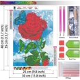 thumbnail image 2 of Pintura de diamantes de flores, kit de pintura de diamantes de rosa 5D para adultos y niños principiantes, el mejor regalo para familiares y amigos, 12.0 x 16.0 in, rosa roja con mariposa, 2 of 5
