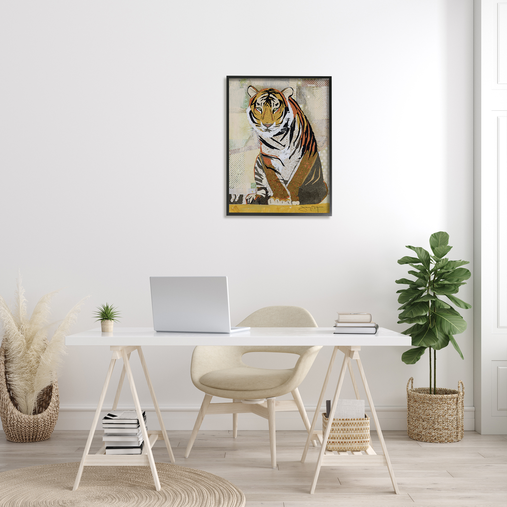 Stupell Home Décor Industries Resting Jungle Tiger over Abstract Patterns, 24 x 30, Designed by Jenny McGee