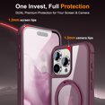 thumbnail image 3 of ELEHOLD Case for iPhone 16 Pro Max, Military Grade Protection Translucent Matte Case with 360° Rotatable Magnetic Ring Stand,Winered, 3 of 7