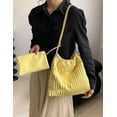 thumbnail image 3 of JUYGO Women’s Drawstring Bucket Bag Fashion Chain Crossbody Bag Pleated Vegan Leather Tote Handbags with Purse, 3 of 6