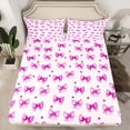 thumbnail image 2 of jejeloiu Purple Bow Ribbon Twin Sheet Sets,Cartoon Loves Pattern Twin Fitted Sheet,Kawaii Bowtie Bowknot Flat Sheet For Girl,Microfiber Bedroom Decor,3-Piece, 2 of 7
