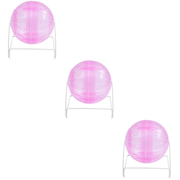 Set of 3 Large Hamster Exercise Ball with Stand Pink Fitness