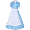 thumbnail image 5 of Économies d'Été! HVOBTTY Robe Douce Décontractée à Manches Courtes pour Fille, Robe à Manches Courtes pour Enfants à Imprimé, Col Ras du Cou, Robe Habillée Décontractée, Vêtements Bleu 145, 5 of 5