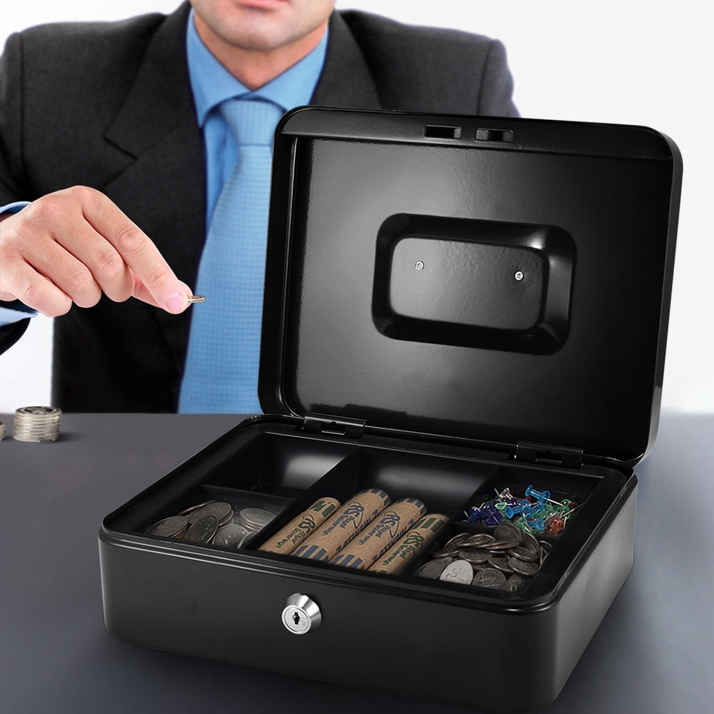 Lockable Cash Box With Keys - 4.5 Inch Iron Money Box With Coin Slot, Petty Cash Safe