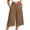 Brown, variant on Womens Linen Capri Pants Summer Wide Leg Palazzo Pant Cotton Dressy Casual Cropped Gaucho Pant Culottes with Pockets Khaki,M