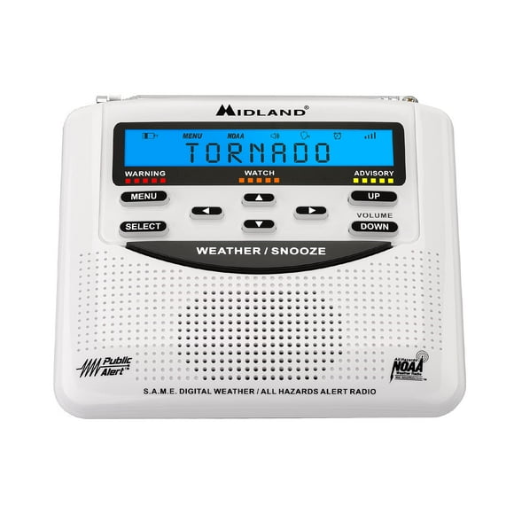 Midland - WR120B - NOAA Emergency Radio - Weather Alerts - Localized Programming, Trilingual Display, 60+ Emergency Life-Saving Alerts, Alarm, Selectable Alert Tone