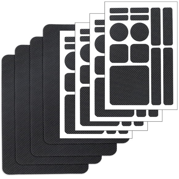 8Pcs 2 Styles Phone Grip Tape Black Adhesive Traction Soft Rubber Waterproof Textured Decal Pre-Cut Non Slip Kit Finger Grip Stickers for Cell Phones Cases Mouse Laptop Tablet Tools Supplies