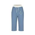 thumbnail image 3 of Women Capri Pants Clearance, Xunlbb Women’s Elastic Waist Summer Solid Casual WithPockets Outing Pants Capris(Blue,XXL), 3 of 5