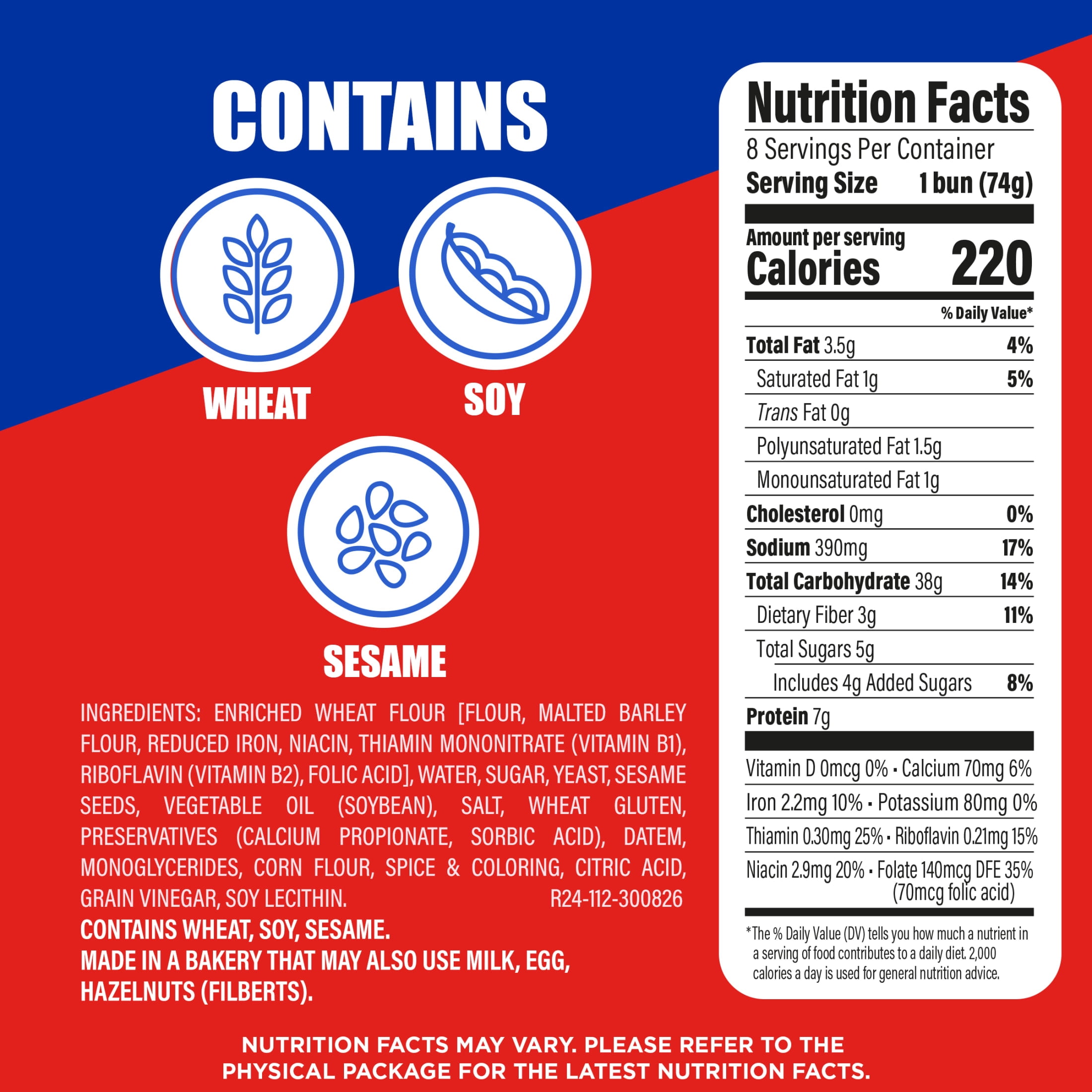 Ball Park Tailgaters Sesame Buns, 8 count, White Hamburger Buns, 21 oz Bag