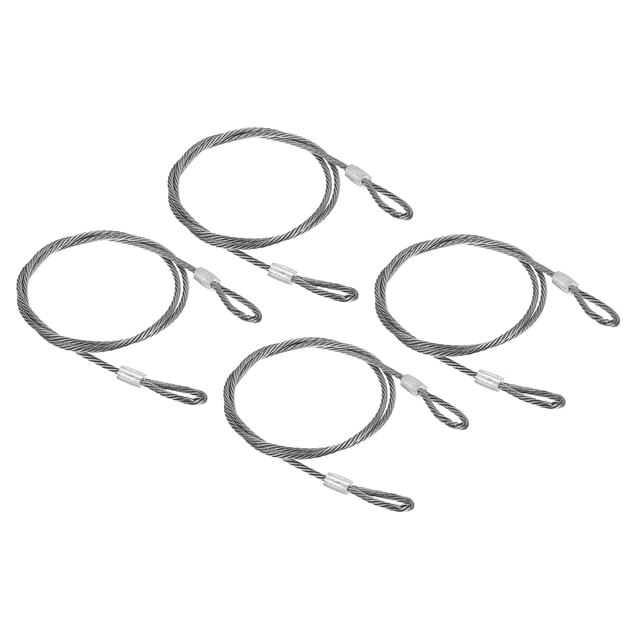 Unique Bargains Stainless Steel Cable, 4 Pack PVC Coated 5/32' Wire Rope for Deck Railing 3.3ft
