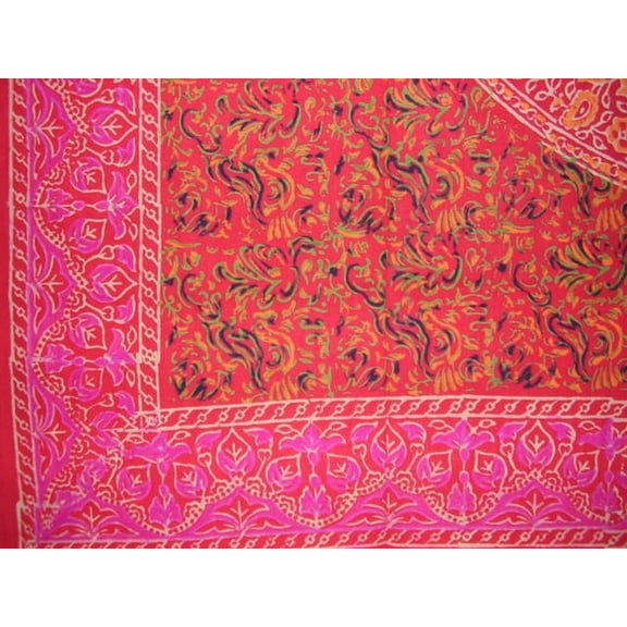 Sanganeer Block Print Square Cotton tablecloth 60" x 60" Red