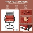 thumbnail image 2 of MELLCOM Patio Swivel Chair Set of 2, Heavy Duty Outdoor Dining Chairs with Cushions and Lumbar Pillows, Metal Patio Chairs Gentle Rocker for Outside, Garden Lawn & Porch, Backyard, Red, 2 of 7