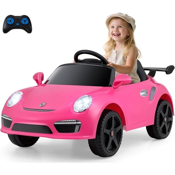 Licensed RUF x Porsche 12V Ride on Car by OLAKIDS, Electric Vehicle Battery Powered with Remote Control, Headlight, Bluetooth, Power Display, 4 Wheeler Toys for Kids Girls Boys