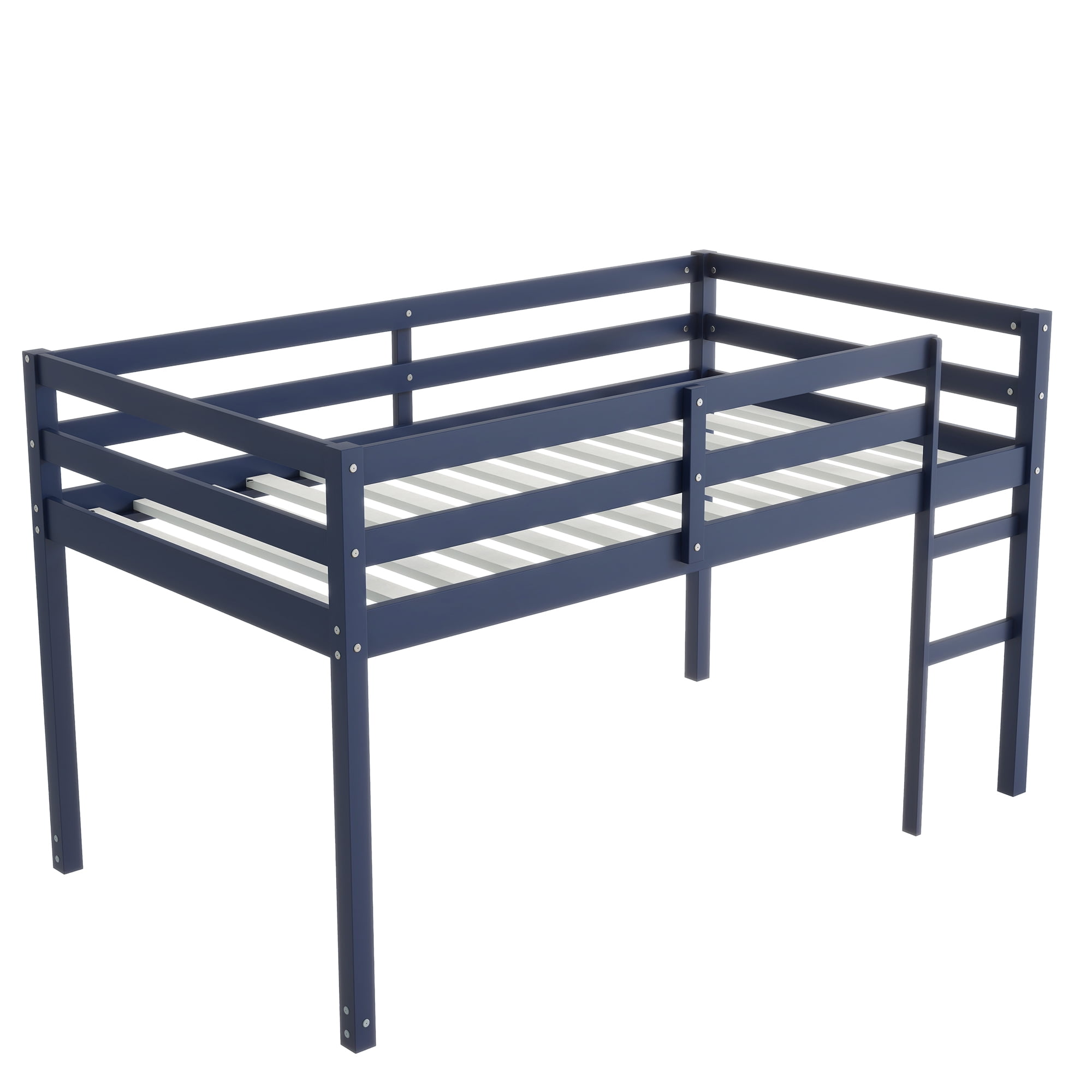 Sailvan Solid Wooden, Rubber Wooden Twin Loft Bed with Ladder, Bed Platform of Strengthened Slats