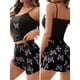 thumbnail image 3 of Conjunto de Pijama de Dos Piezas para Mujer, con Estampado , Camiseta Sin Mangas Suave y Pantalones Cortos con Cintura Elástica. Negro XL, 3 of 7