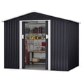 thumbnail image 6 of HOGYME 6' x 8' Outdoor Storage Shed Garden Tool Metal Shed for Backyard Patio Lawn w/ Lockable Doors Vents, Dark Gray, 6 of 18