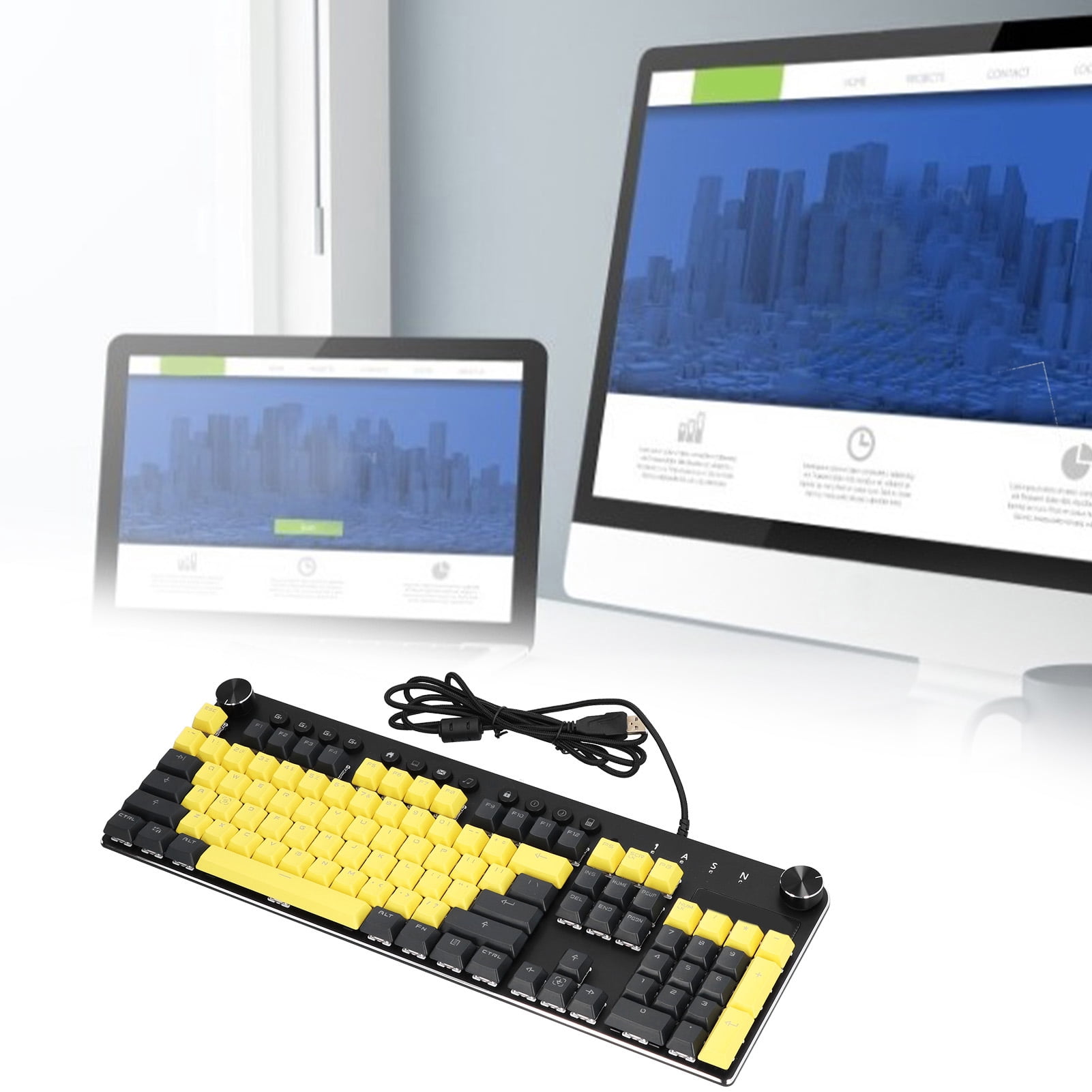 USB Keyboard, Mechanical Keyboard Not Easily Fade  for PC Gamers Linear Action