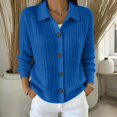 thumbnail image 4 of Womens Button Up Cardigan Sweaters Chunky Knit Long Sleeve Lapel Collared Tops Fall Winter Fashion Soft Warm Clothes Outfits Daily Travel Wear, 4 of 5