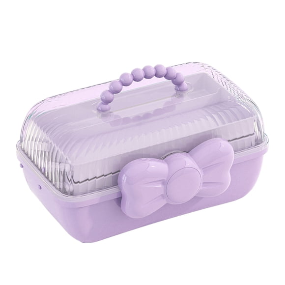 Bewildely Linda caja con pinza para el pelo con pajarita, cubierta transparente y a prueba de polvo para un almacenamiento limpio y ordenado, Almacenamiento y organización del hogar púrpura