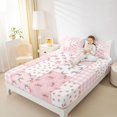 thumbnail image 6 of Erosebridal Cute Pink Bow Queen Sheet Sets For Girls,Modern Patchwork Geometric Plaid Bed Set For Kids 4-Piece, 6 of 6