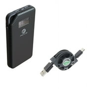 Charger 10000mAh Power Bank w Type-C Retractable USB Cable O1D for Acer Liquid Jade Primo - Alcatel PulseMix, Idol 5S 5 4S - Blackberry Key2, Motion, KEYone - BLU G9 Pro, Vivo 5 - BOLD N1