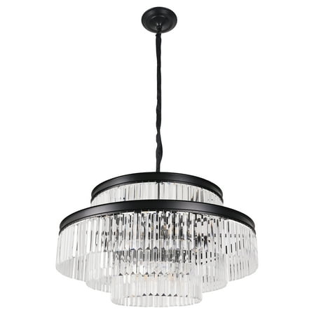 Wozzio Modern 18-Light Black 4-Tier Chandelier Circle Tiered Chandelier for Living Room Dinning Room Foyer Bulbs Not Included
