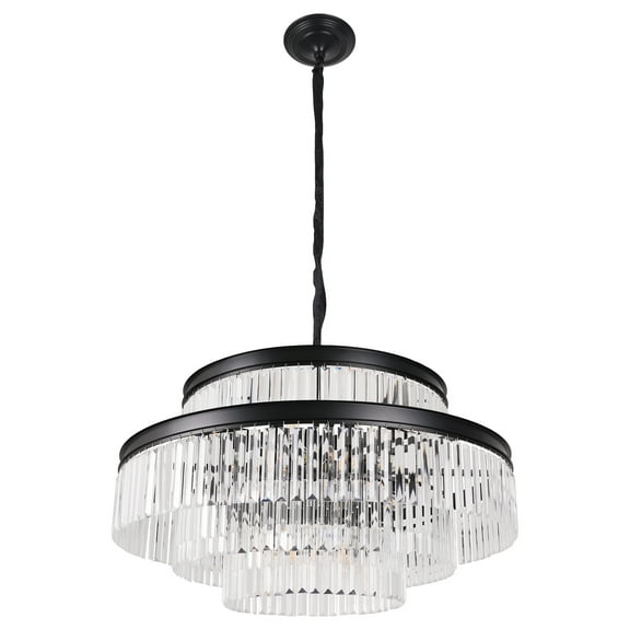 Wozzio Modern 18-Light Black 4-Tier Chandelier Circle Tiered Chandelier for Living Room Dinning Room Foyer Bulbs Not Included