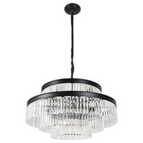 Wozzio Modern 18-Light Black 4-Tier Chandelier Circle Tiered Chandelier for Living Room Dinning Room Foyer Bulbs Not Included