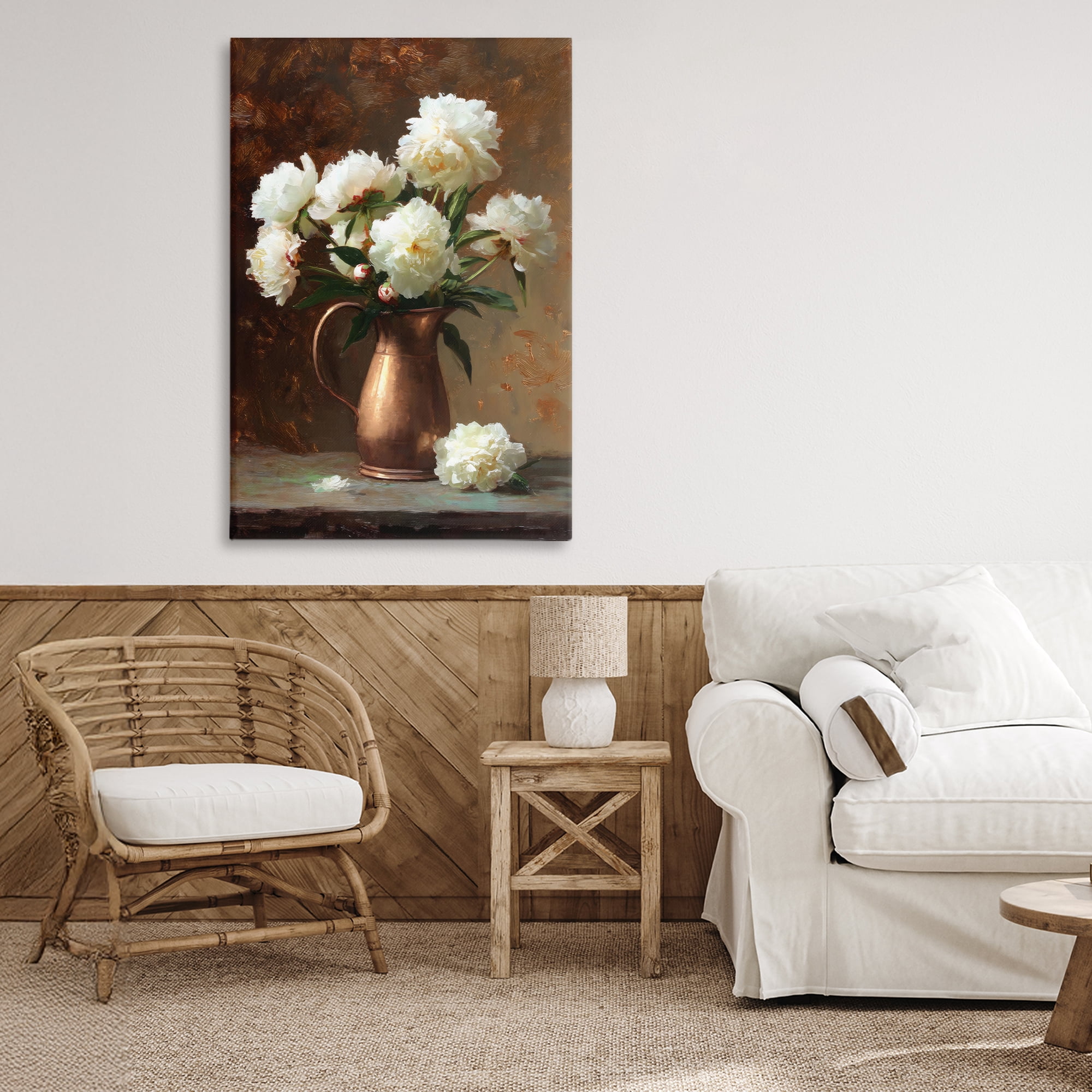 Stupell Industries Bronze Vase Peonies Canvas Wall Art, design by Petal Prints Design