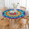 thumbnail image 3 of Colorful Tie Dye Starflower Pattern Round Fitted Tablecloth with Elastic Edge,Dining Table Cover Waterproof,Outdoor Round Tablecloth for Camping,Dining,Indoor and Outdoor, 3 of 7