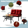 thumbnail image 3 of Spaco 2PCS Patio Loveseat Bench Table Furniture Set, Deluxe Outdoor Patio with Cushioned Chair-Red, 3 of 7