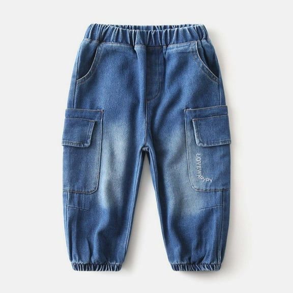 Boys Denim Pants Jogger Straight Waist Casual with Pocket Classic Fit Casual Boys 6-7 Years Clothes