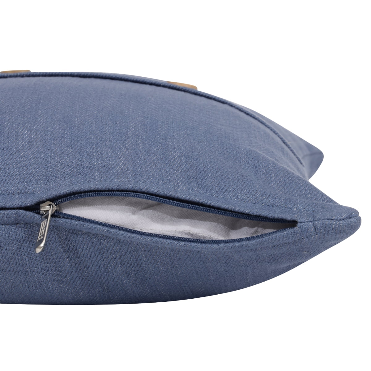 Ox Bay Theo 20" x 20" Blue Buttoned Cotton Adult Decorative Throw Pillow Cover
