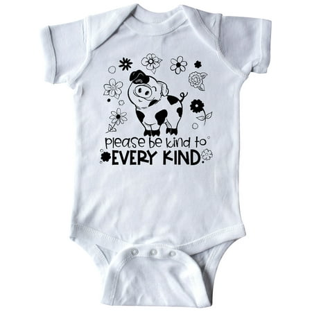 

Inktastic Please Be Kind to Every Kind Cute Pig and Flowers Gift Baby Boy or Baby Girl Bodysuit