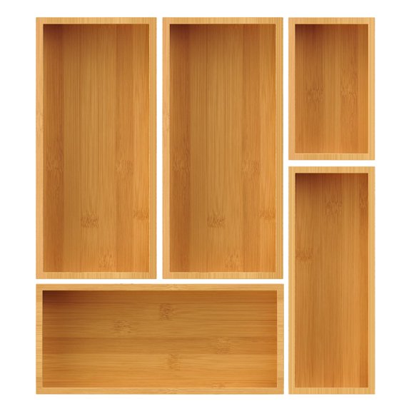 Juego organizador de cajones Bayting Bamboo con bandejas de almacenamiento de 5 piezas